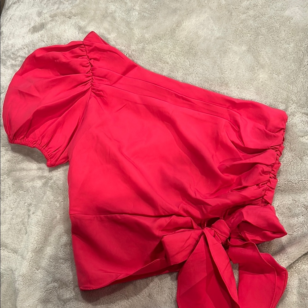 hot pink Off-Shoulder Top with Bow Detail